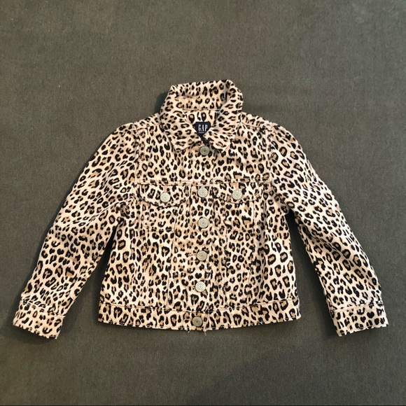 GAP Girls Leopard Jean Jacket size 4 - Picture 1 of 4